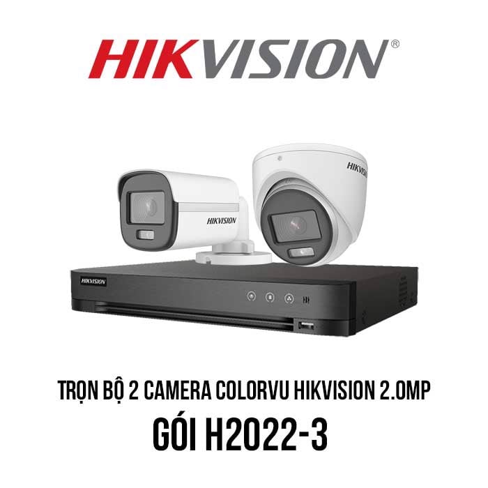 Trọn bộ 2 camera ColorVu HIKVISION 2MP Có Màu Ban Đêm