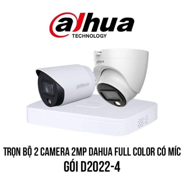 Trọn bộ 2 camera DAHUA Full Color 2MP có míc