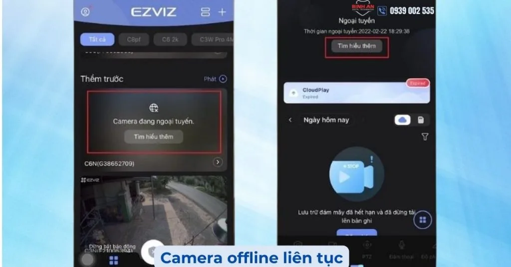 Camera offline liên tục trên điện thoại – lỗi mất kết nối